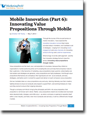 Mobile Innovation Strategy #5: Innovating Value Propositions