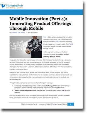 Mobile Innovation Strategy #3: Innovating Product Offerings
