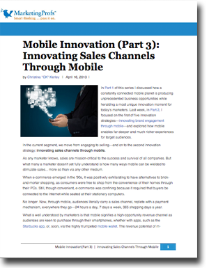 Mobile Innovation Strategy #2: Innovating Sales Channels