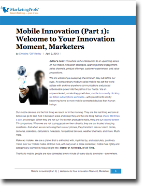 Mobile Innovation Strategy #1: Innovating Brand Engagement